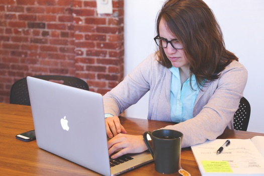 Woman working on her laptop
